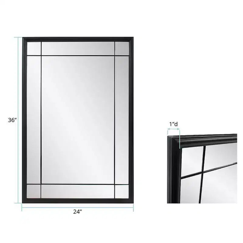 Miroir de courtoisie et mural antique en métal noir à plusieurs panneaux encadrés, style français