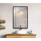 Miroir de courtoisie et mural antique en métal noir à plusieurs panneaux encadrés, style français