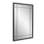 Miroir de courtoisie et mural antique en métal noir à plusieurs panneaux encadrés, style français