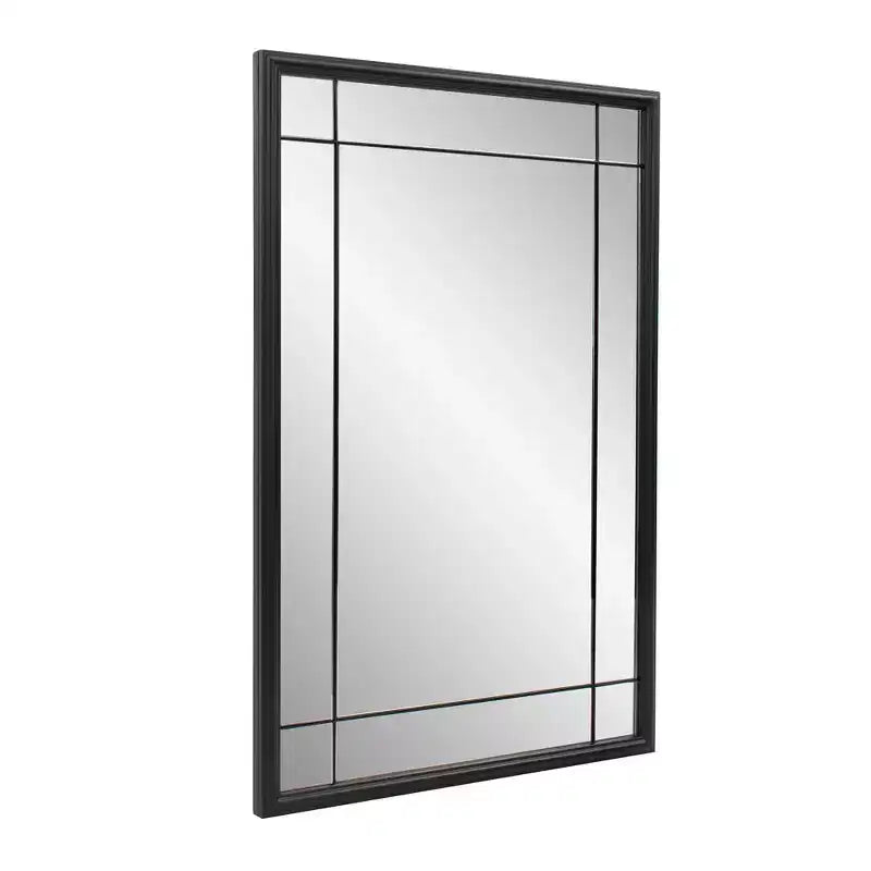 Miroir de courtoisie et mural antique en métal noir à plusieurs panneaux encadrés, style français