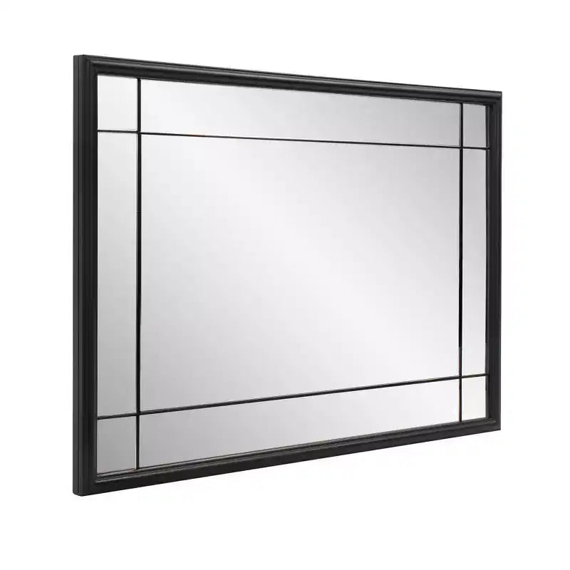 Miroir de courtoisie et mural antique en métal noir à plusieurs panneaux encadrés, style français