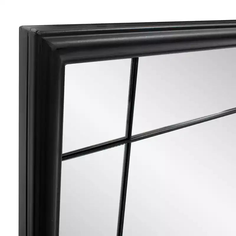 Miroir de courtoisie et mural antique en métal noir à plusieurs panneaux encadrés, style français