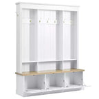 Porte-manteau de style ferme avec banc de rangement, armoires et lumières LED élégantes