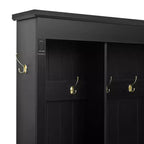 Porte-manteau de style ferme avec banc de rangement, armoires et lumières LED élégantes