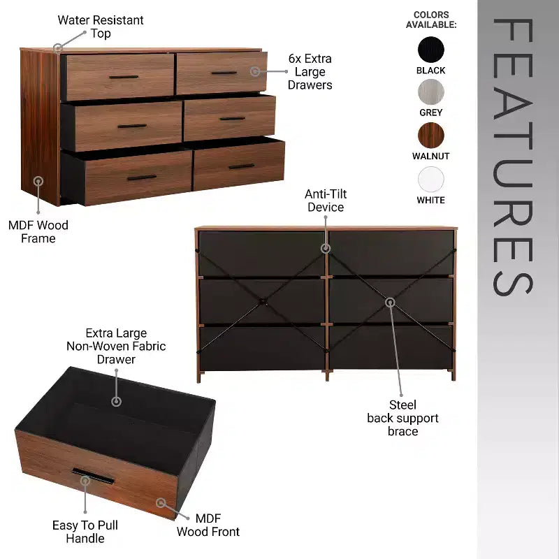 Commode moderne à 6 tiroirs