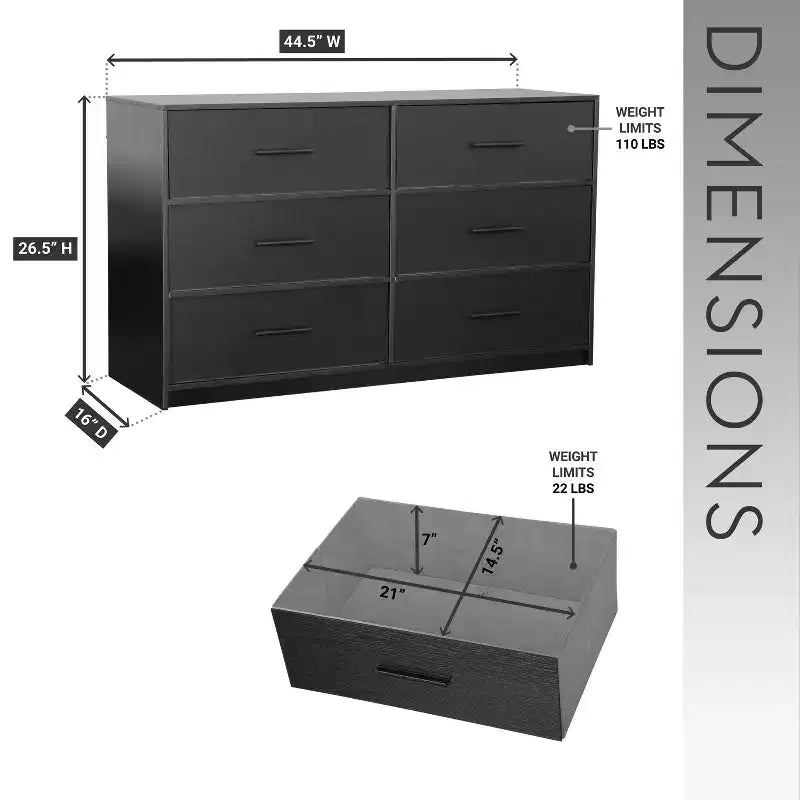 Commode moderne à 6 tiroirs