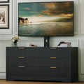 Wood TV Stand with Mount Entertainment Center with 6 Fabric Drawers Corner Media Console for 3285 Inch TVs