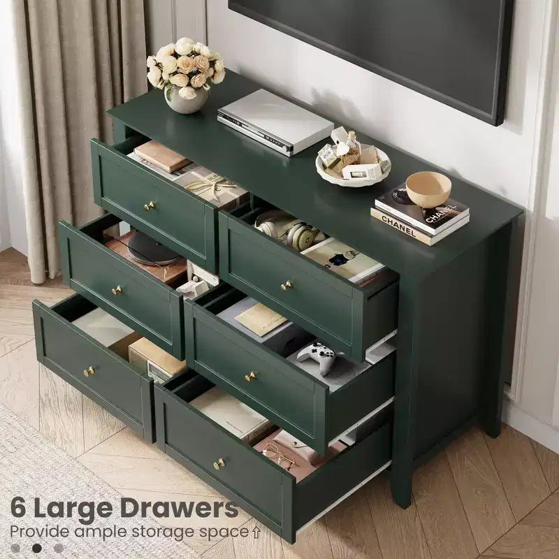 Commode de chambre à 6 tiroirs, moderne, en MDF