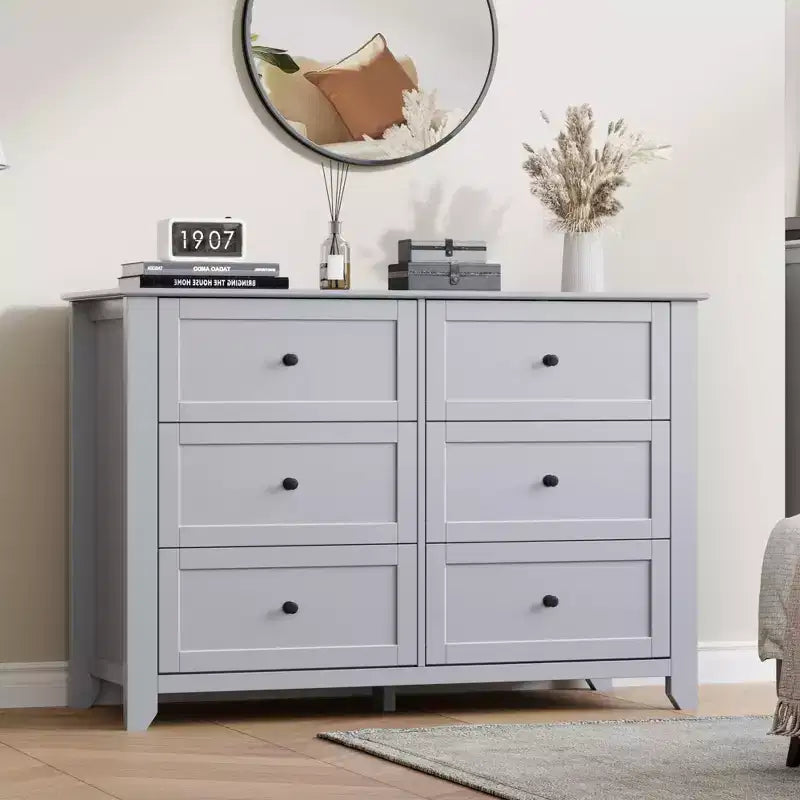 Commode de chambre à 6 tiroirs, moderne, en MDF