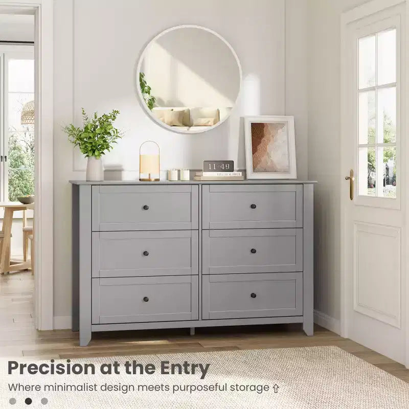 Commode de chambre à 6 tiroirs, moderne, en MDF