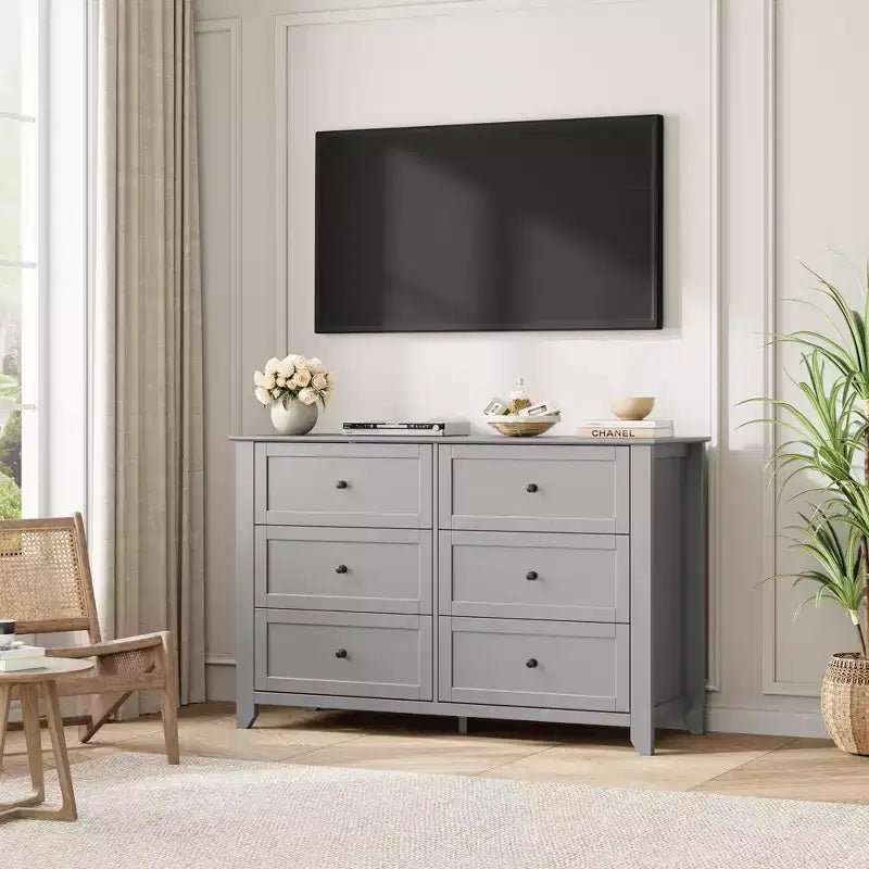 Commode de chambre à 6 tiroirs, moderne, en MDF