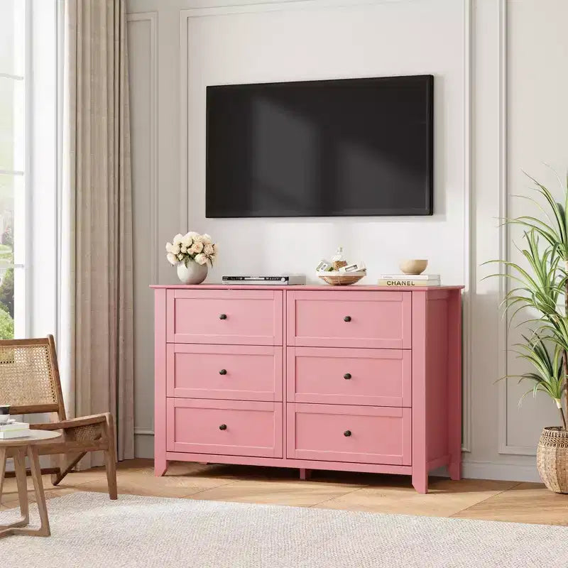 Commode de chambre à 6 tiroirs, moderne, en MDF
