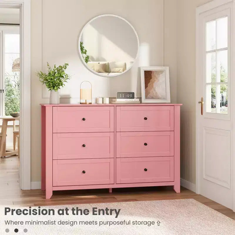 Commode de chambre à 6 tiroirs, moderne, en MDF