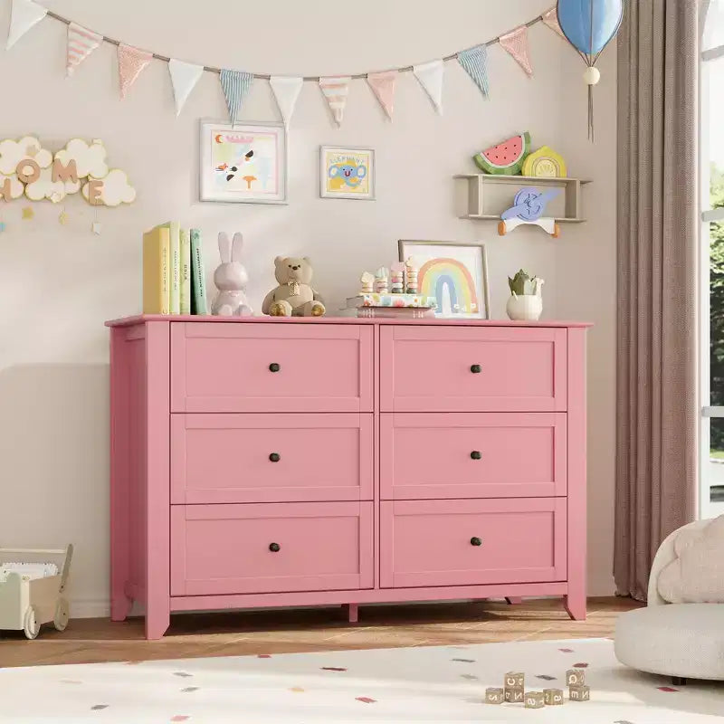 Commode de chambre à 6 tiroirs, moderne, en MDF