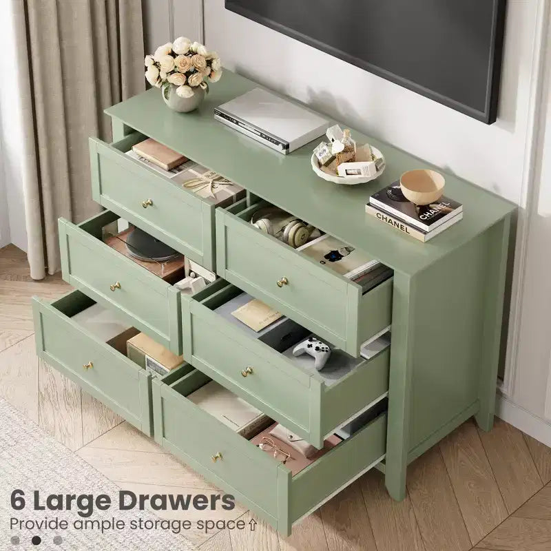Commode de chambre à 6 tiroirs, moderne, en MDF