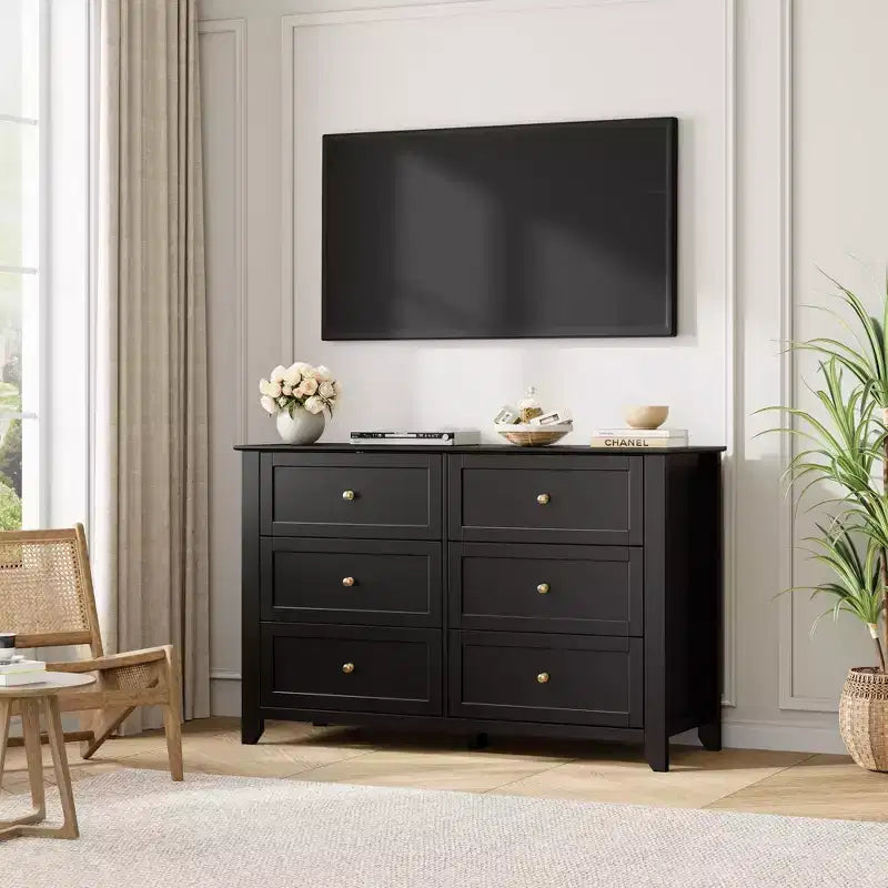 Commode de chambre à 6 tiroirs, moderne, en MDF