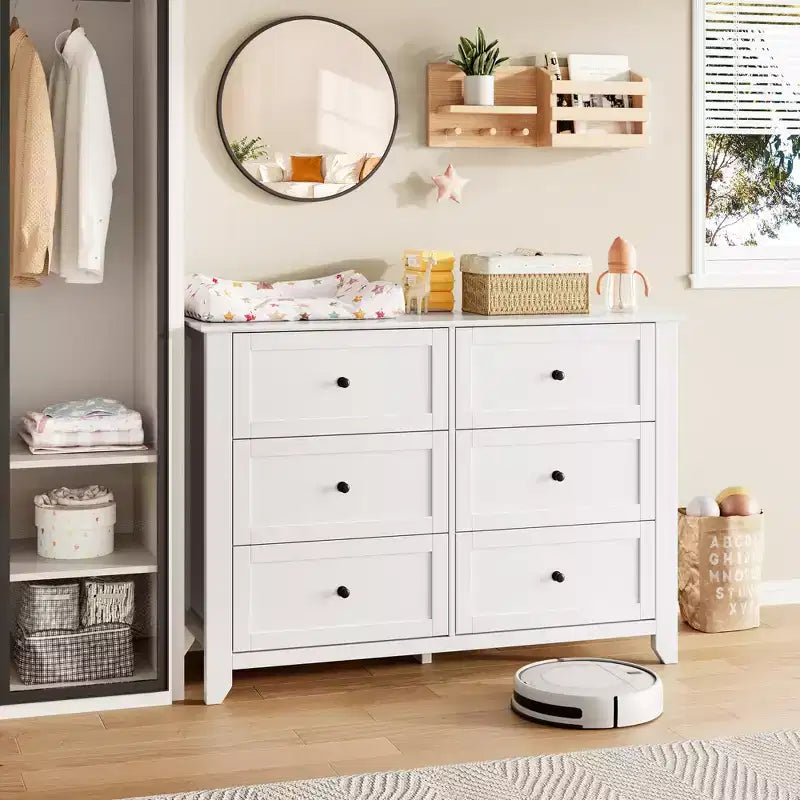 Commode de chambre à 6 tiroirs, moderne, en MDF