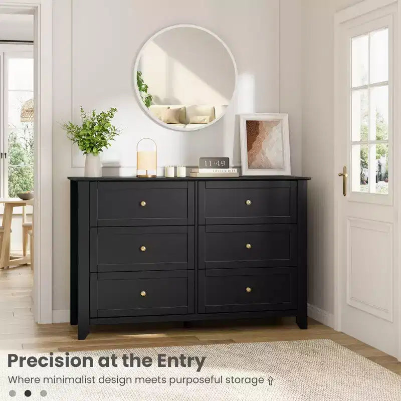 Commode de chambre à 6 tiroirs, moderne, en MDF