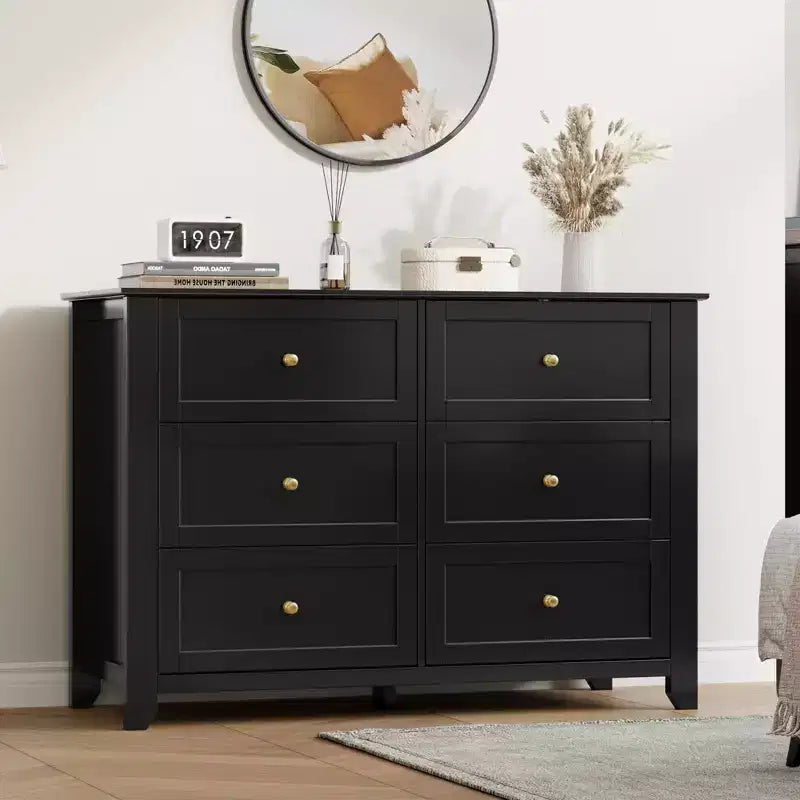 Commode de chambre à 6 tiroirs, moderne, en MDF