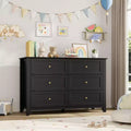 6 Drawer Dresser for Bedroom Modern MDF Chest of Drawers with Deep Storage and Metal Knobs for Hallway Entryway