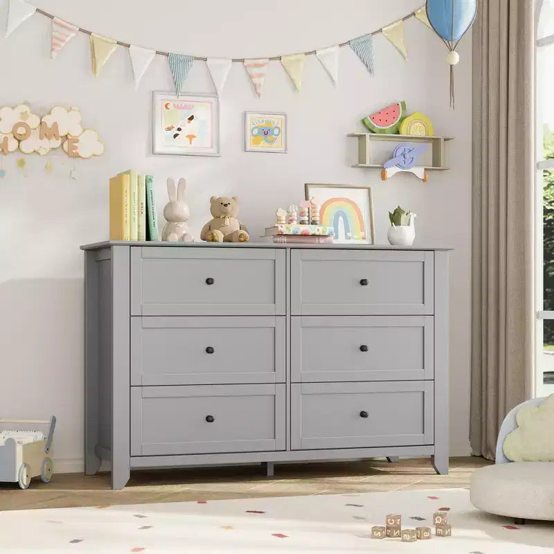 Commode de chambre à 6 tiroirs, moderne, en MDF