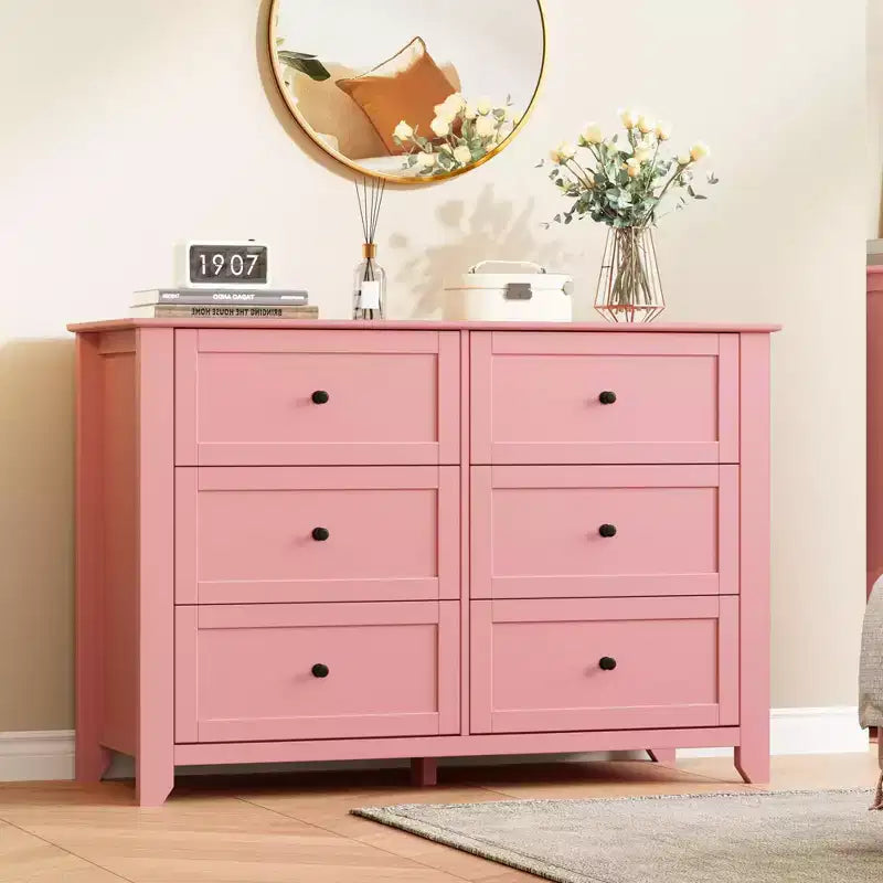 Commode de chambre à 6 tiroirs, moderne, en MDF