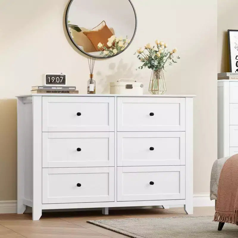 Commode de chambre à 6 tiroirs, moderne, en MDF