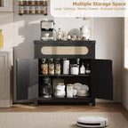 Meuble Buffet Desserte en rotin avec rangement Petite table de buffet de style rustique