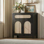 Meuble Buffet Desserte en rotin avec rangement Petite table de buffet de style rustique