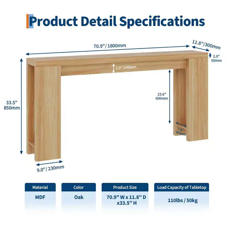 Table d'appoint : Une console étroite de style champêtre