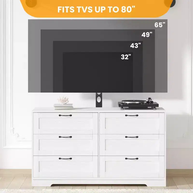 Meuble TV avec support et 6 tiroirs de rangement