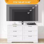 Meuble TV avec support et 6 tiroirs de rangement