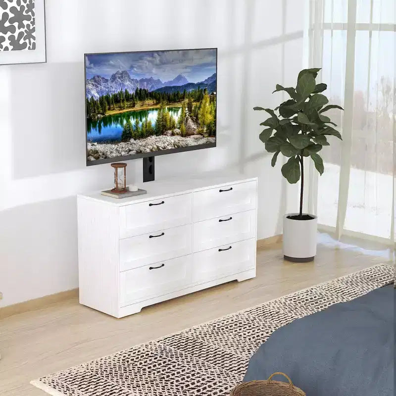 Meuble TV avec support et 6 tiroirs de rangement
