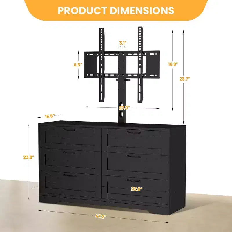 Meuble TV avec support et 6 tiroirs de rangement