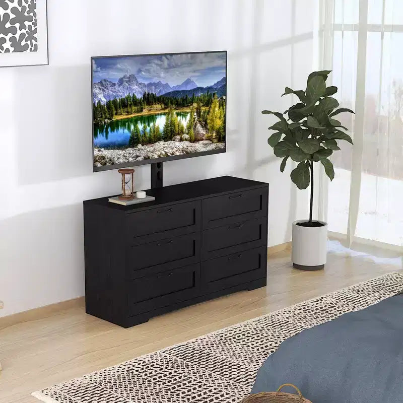 Meuble TV avec support et 6 tiroirs de rangement