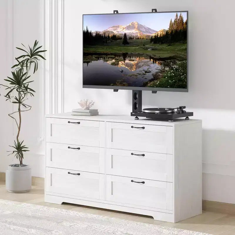 Meuble TV avec support et 6 tiroirs de rangement