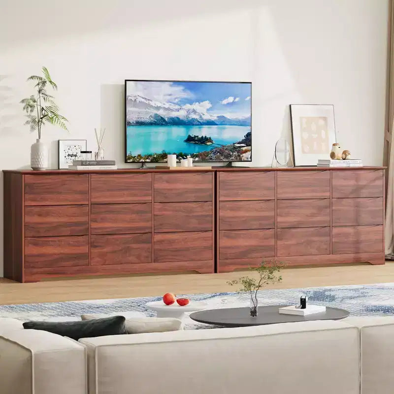 Commode haute et profonde moderne à 9 tiroirs en bois