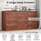 Commode haute et profonde moderne à 9 tiroirs en bois