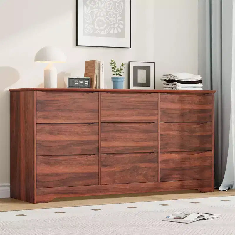 Commode haute et profonde moderne à 9 tiroirs en bois