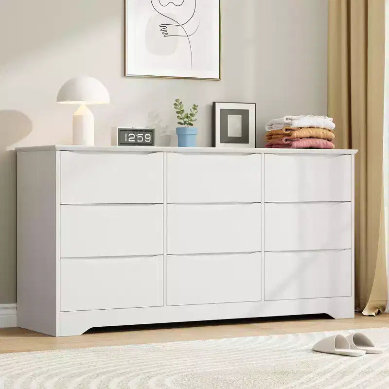 Commode haute et profonde moderne à 9 tiroirs en bois