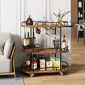Bar Carts with 4-Tiers Storage Shelves Mobile Bar Seving Carts On Wheels with Wine Rack and Glass Holder for Kitchen Dining Room Living Room