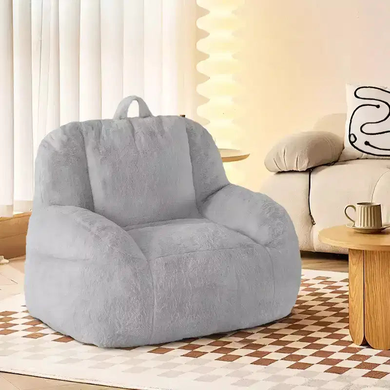 Fauteuil poire en fausse fourrure moelleuse pour adultes, grand canapé de sol rempli