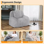 Fauteuil poire en fausse fourrure moelleuse pour adultes, grand canapé de sol rempli