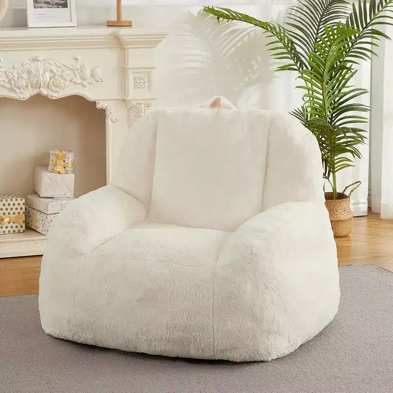 Fauteuil poire en fausse fourrure moelleuse pour adultes, grand canapé de sol rempli