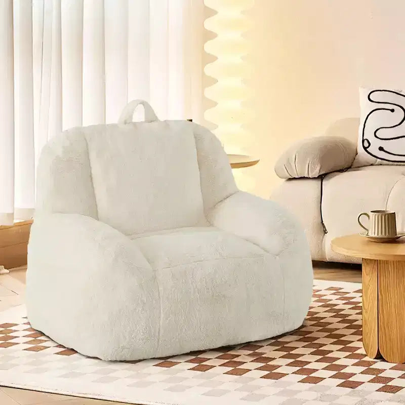 Fauteuil poire en fausse fourrure moelleuse pour adultes, grand canapé de sol rempli