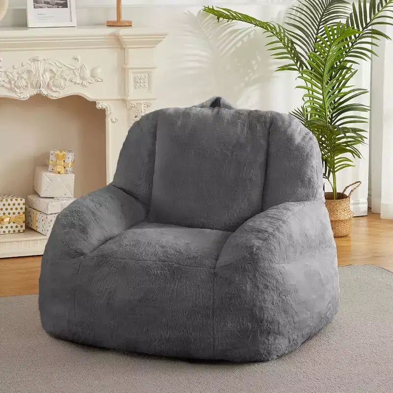 Fauteuil poire en fausse fourrure moelleuse pour adultes, grand canapé de sol rempli