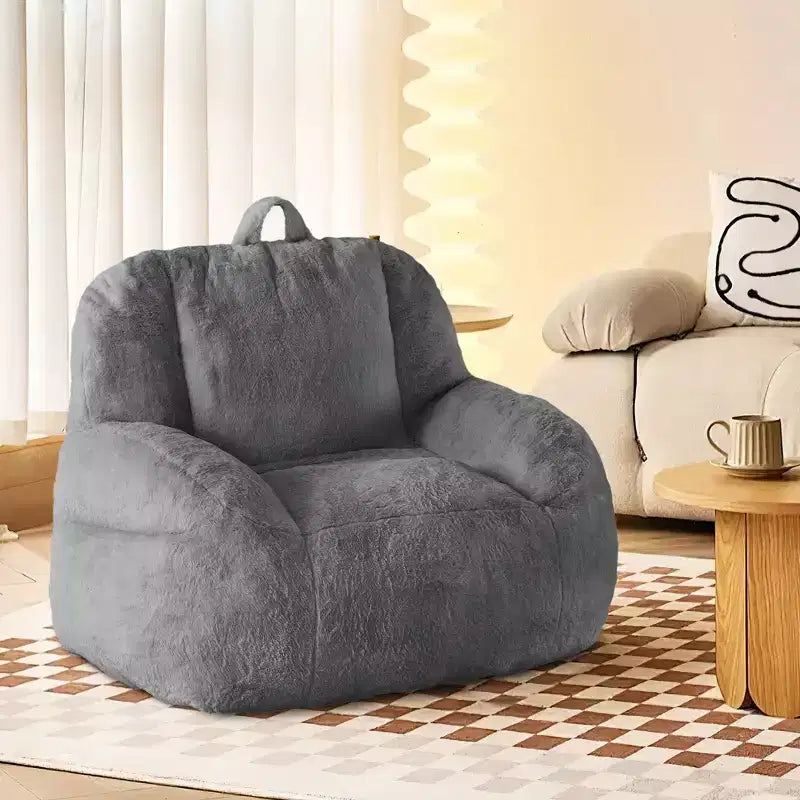Fauteuil poire en fausse fourrure moelleuse pour adultes, grand canapé de sol rempli