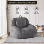 Fauteuil poire en fausse fourrure moelleuse pour adultes, grand canapé de sol rempli