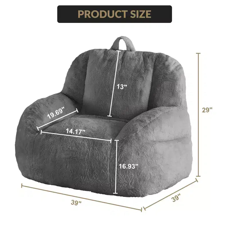 Fauteuil poire en fausse fourrure moelleuse pour adultes, grand canapé de sol rempli