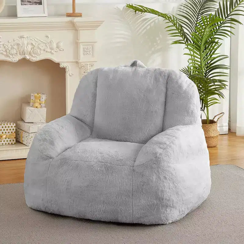 Fauteuil poire en fausse fourrure moelleuse pour adultes, grand canapé de sol rempli